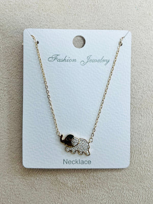 "Elephant" C.Z Rhodium Plated Pendant Necklace