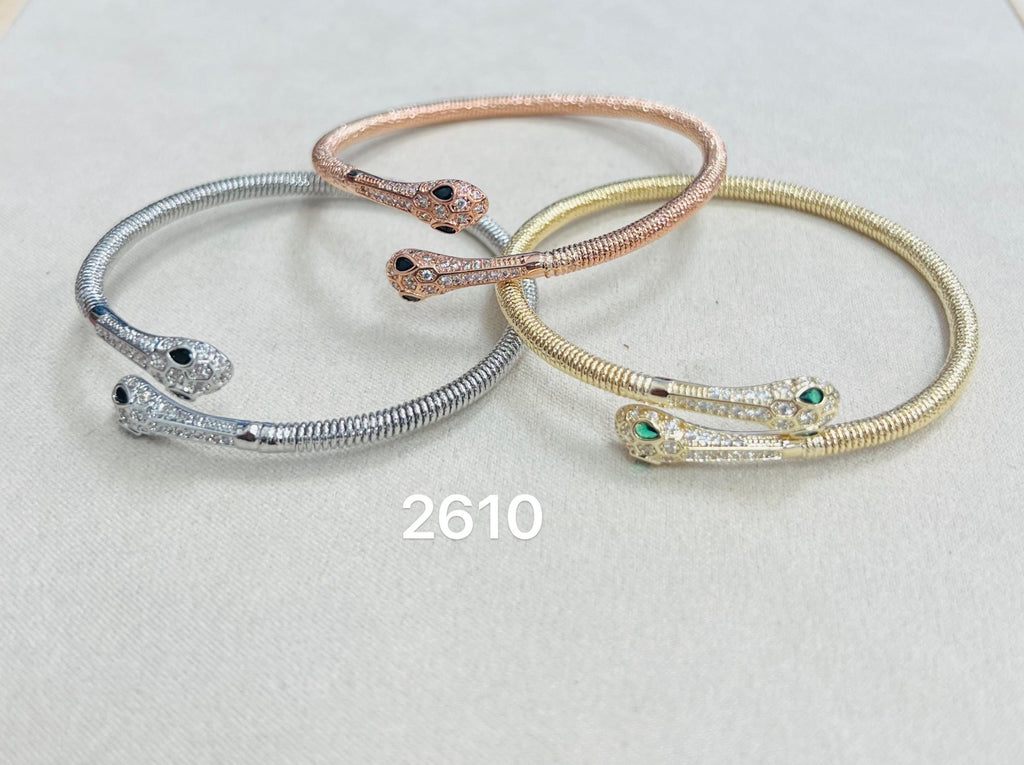 "Snake" C.Z Rhodium Plated Cuff bracelet
