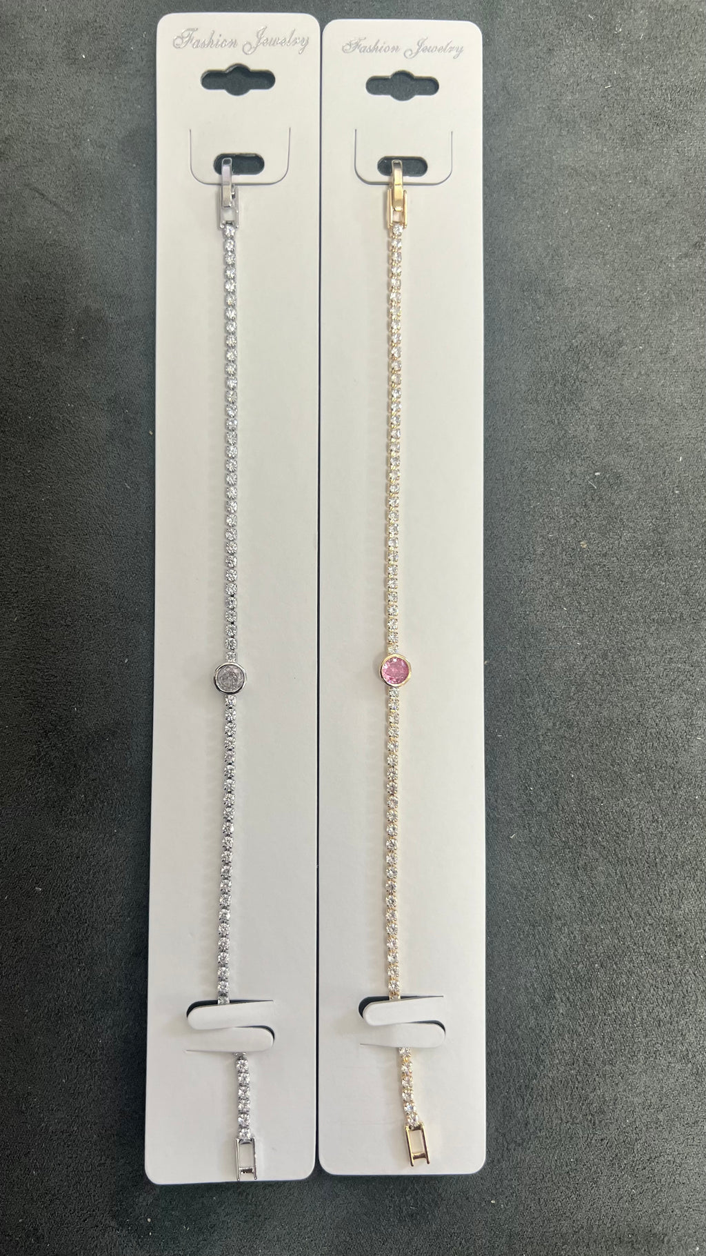 Single Stone C.Z Crystal Tennis Bracelets-Adjustable Crystal Chain
