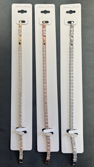 C.Z Crystal Tennis Bracelets-Adjustable Crystal Chain