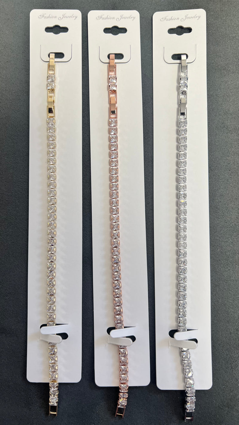C.Z Crystal Tennis Bracelets-Adjustable Crystal Chain