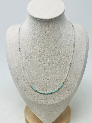 Semi-precious stone with Miyuki beads necklace(light blue)