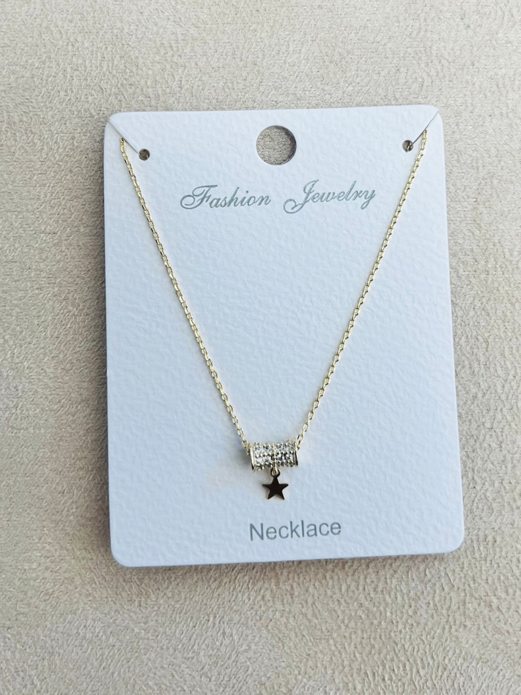 Star Pendant C.Z Rhodium Plated Pendant Necklace
