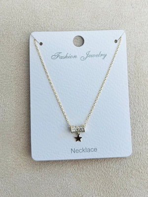 Star Pendant C.Z Rhodium Plated Pendant Necklace