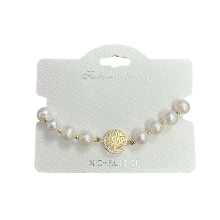 Freshwater Pearl C.Z Crystal Adjustable Bracelet