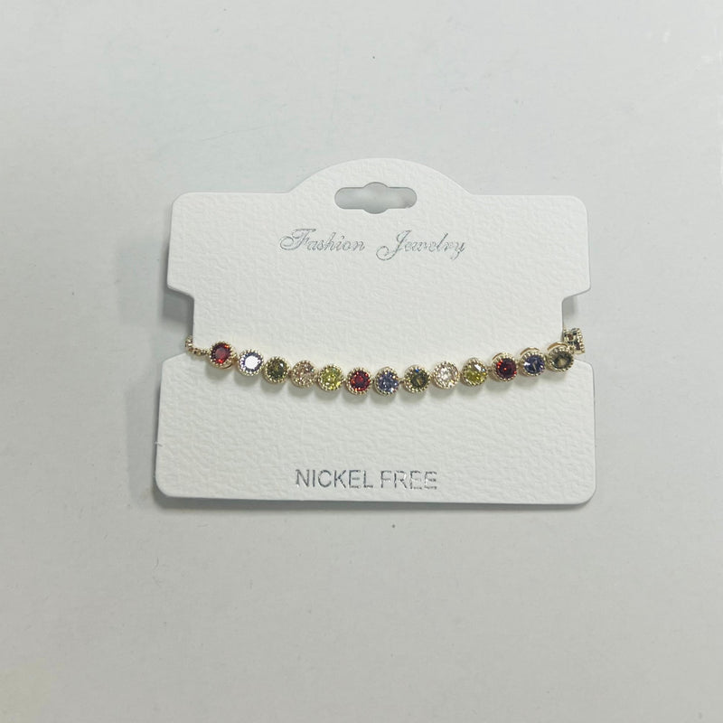C.Z Rhodium Plated Crystal adjustable Bracelet