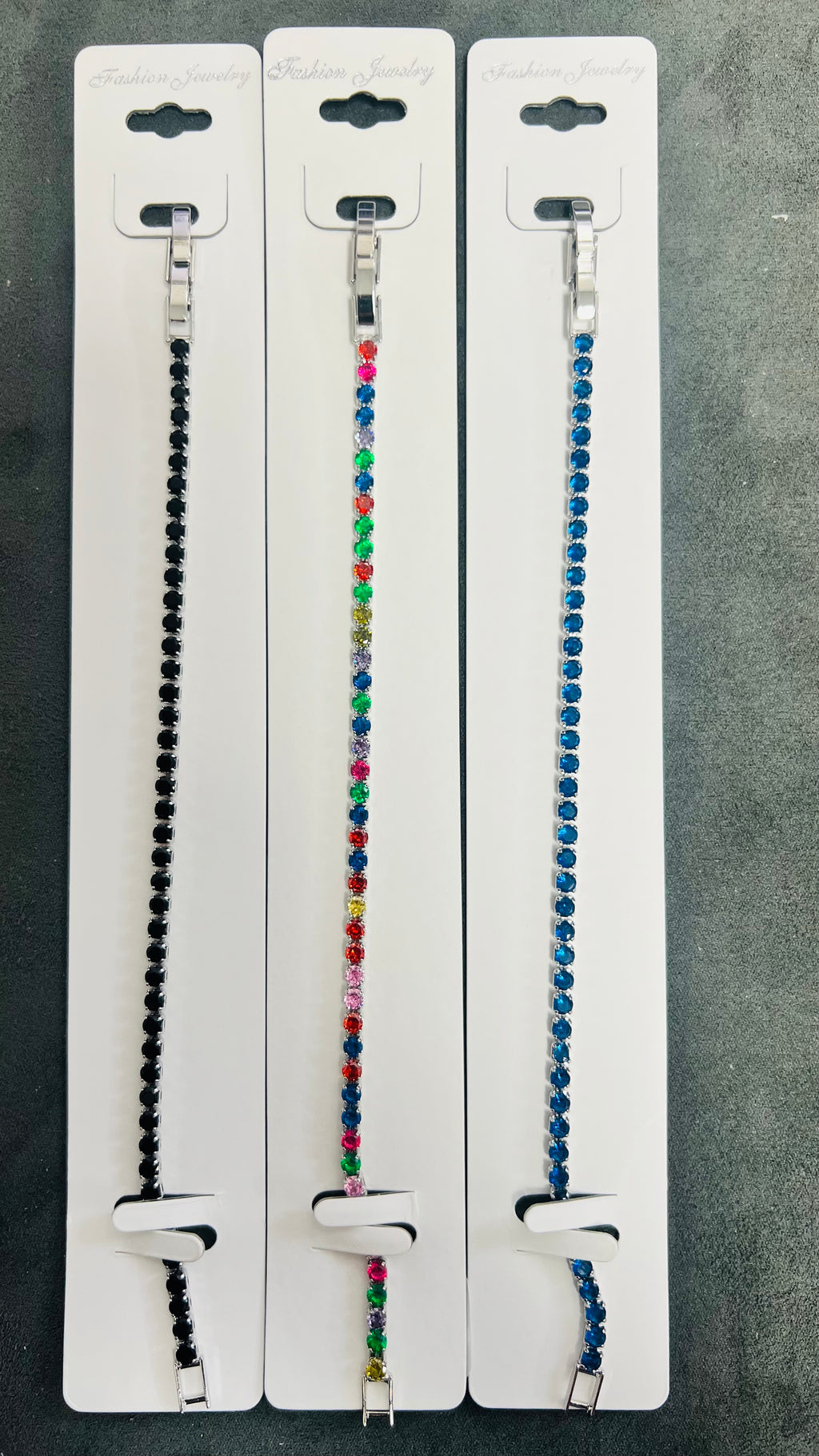 Colorful Gem C.Z Crystal Tennis Bracelets-Adjustable Crystal Chain