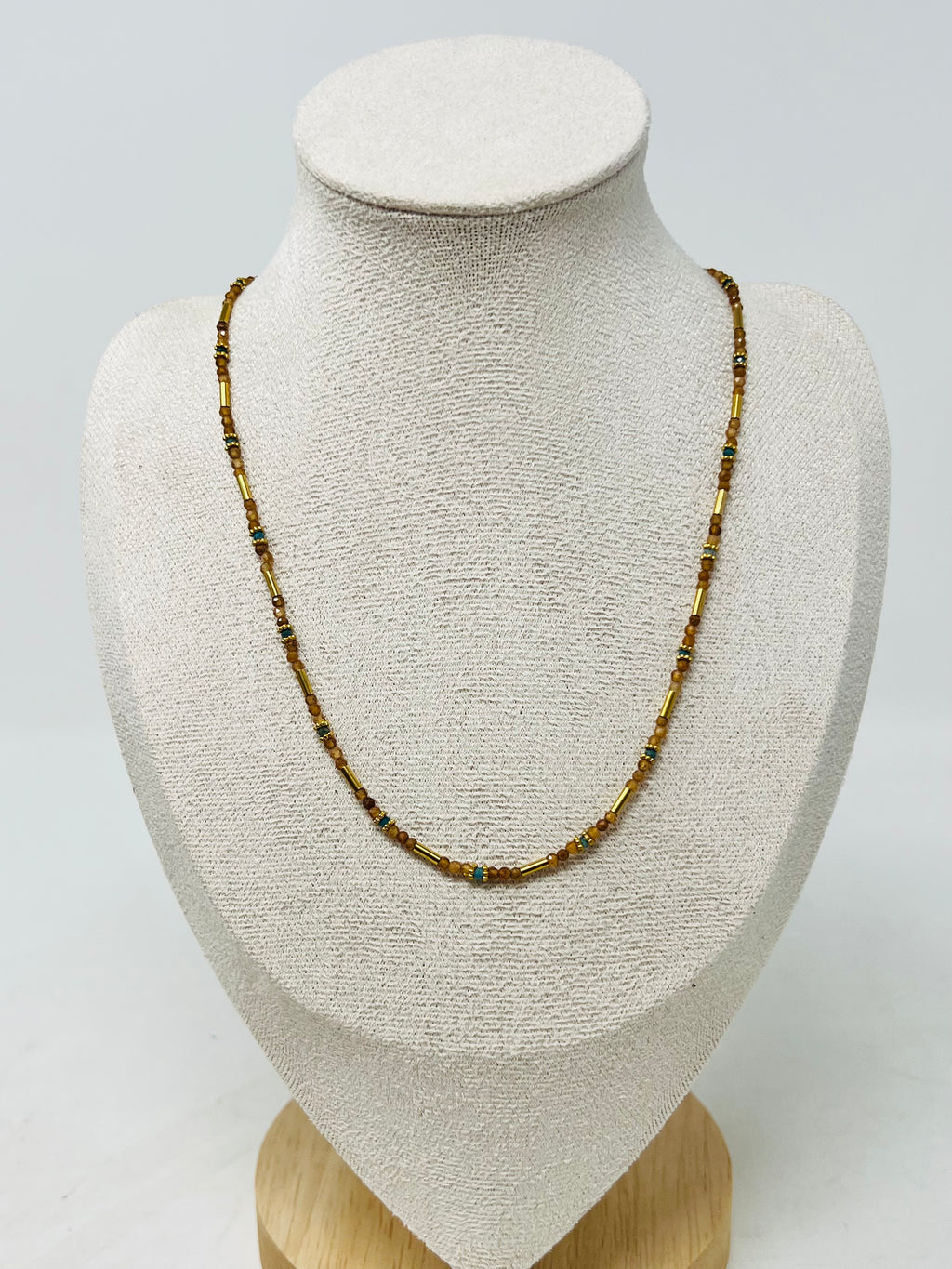 Semi-precious Stone with Miyuki beads with Pearl(Orange garnet)