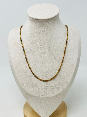 Semi-precious Stone with Miyuki beads with Pearl(Orange garnet)