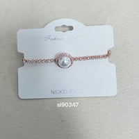 C.Z Rhodium Plated Crystal adjustable Bracelet