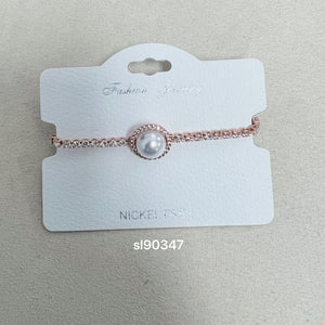 C.Z Rhodium Plated Crystal adjustable Bracelet