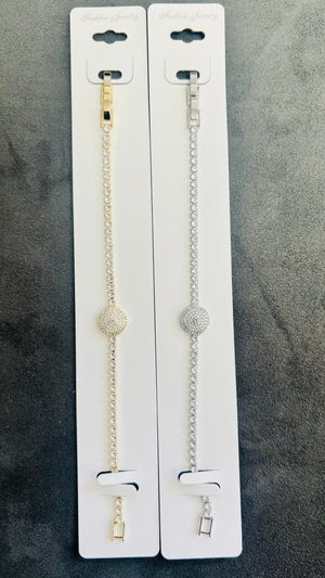 Round Pave C.Z Crystal Tennis Bracelets-Adjustable Chain