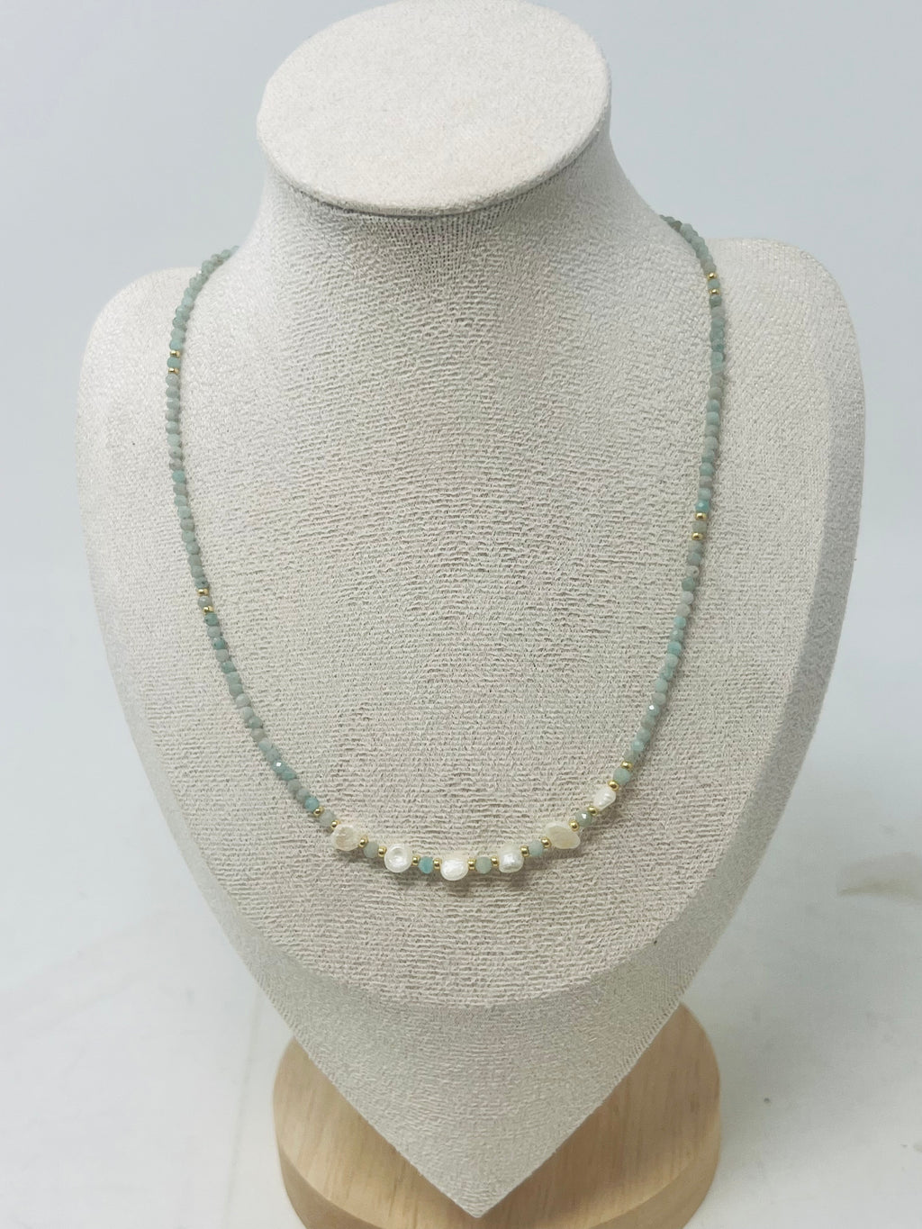 Semi-precious Stone with Miyuki beads with Pearl(light green)