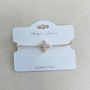 "Spin" C.Z Rhodium Plated Crystal adjustable Bracelet