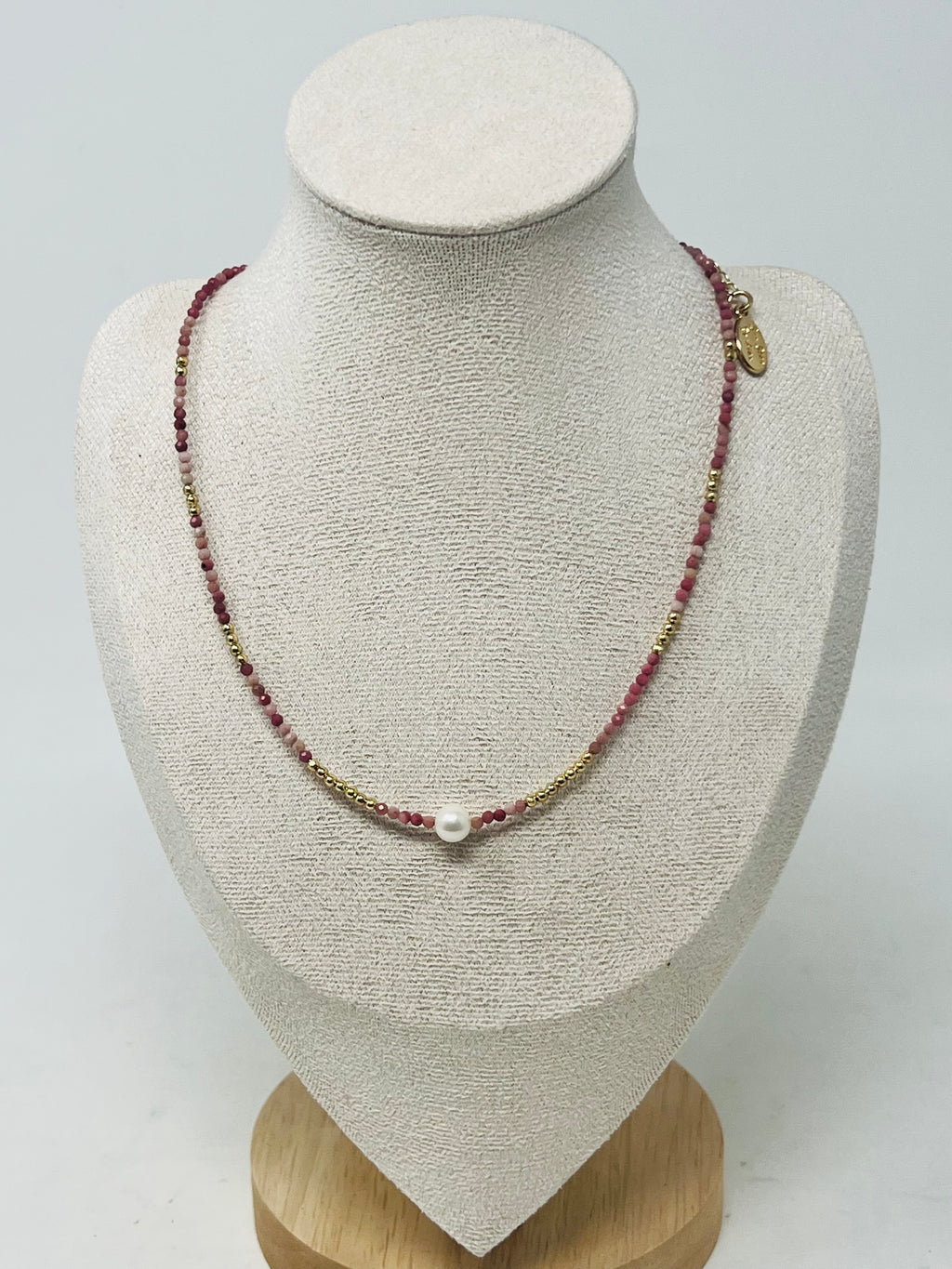 Semi-precious Stone with Miyuki beads & Single Pearl（red）