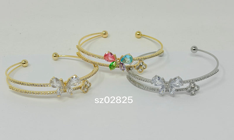 "Butterfly" C.Z Rhodium Plated Cuff bracelet