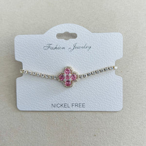 C.Z Rhodium Plated Crystal adjustable Bracelet