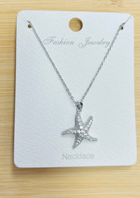 "Starfish" C.Z Crystal adjustable chain necklace