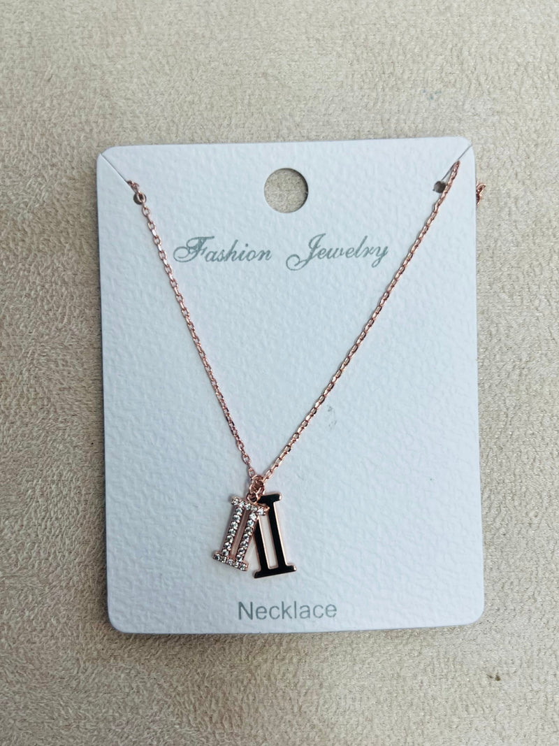 C.Z Rhodium Plated Pendant Necklace