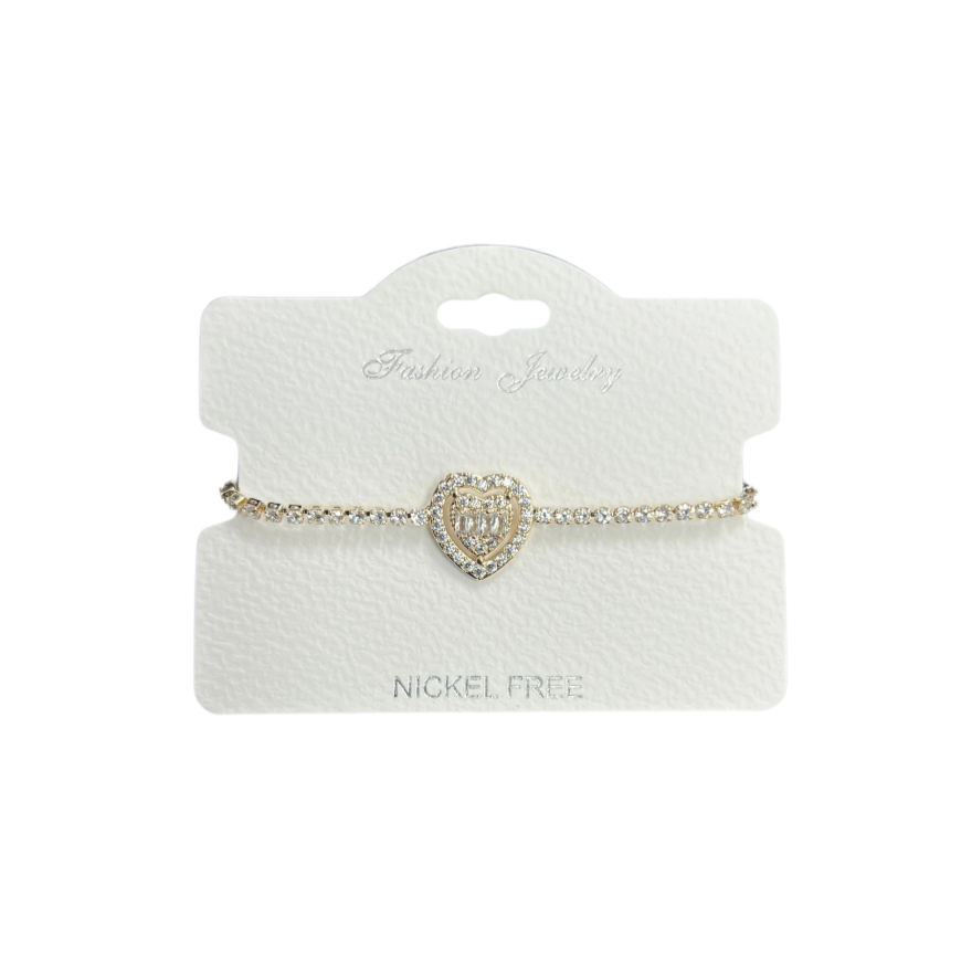 "Heart" C.Z Crystal adjustable bracelet