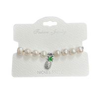 "pineapple" C.Z Crystal adjustable bracelet with Freshwater Pearl