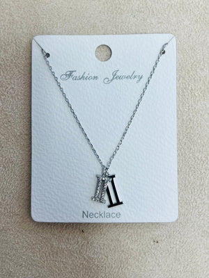C.Z Rhodium Plated Pendant Necklace