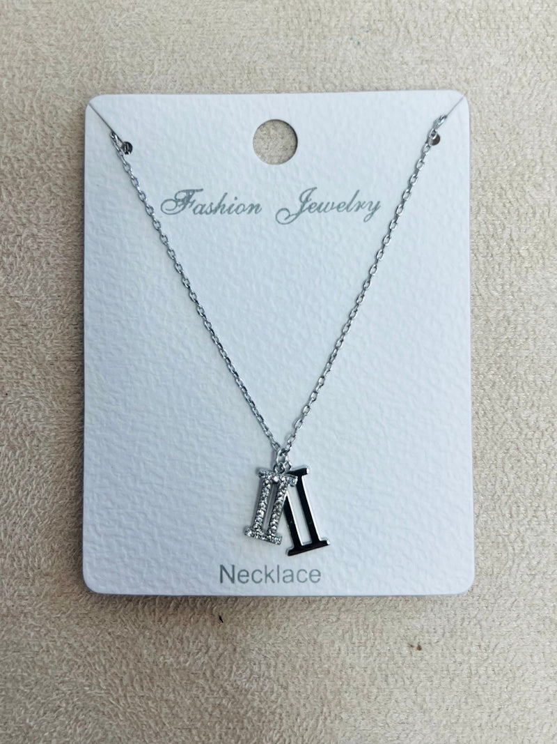 C.Z Rhodium Plated Pendant Necklace