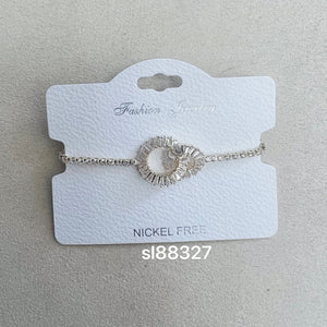 C.Z Rhodium Plated Crystal adjustable Bracelet