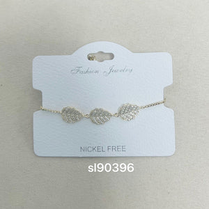 C.Z Rhodium Plated Crystal adjustable Bracelet