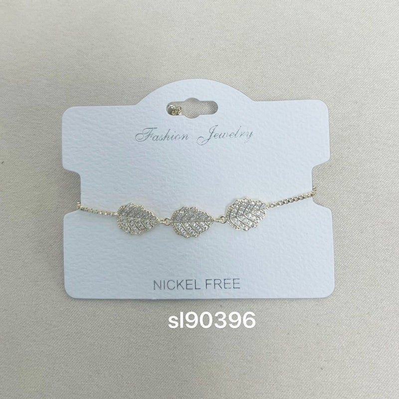 C.Z Rhodium Plated Crystal adjustable Bracelet