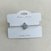 "Spin" C.Z Rhodium Plated Crystal adjustable Bracelet