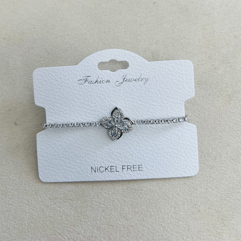 "Spin" C.Z Rhodium Plated Crystal adjustable Bracelet