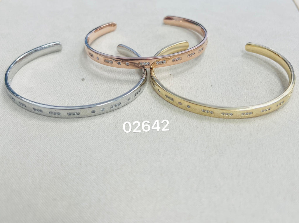 C.Z Rhodium Plated Cuff bracelet
