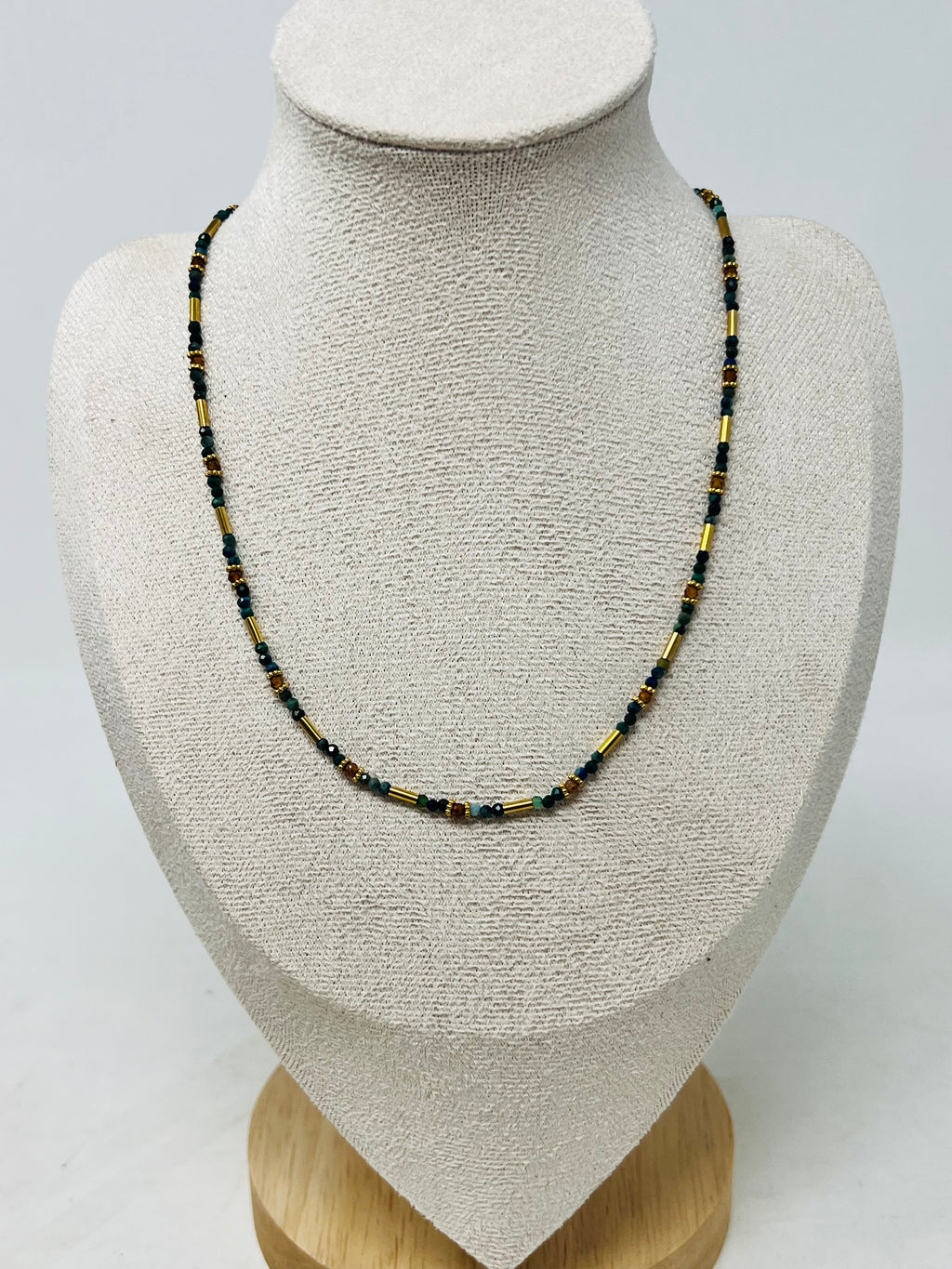 Semi-precious Stone with Miyuki beads with Pearl(African Turquoise)