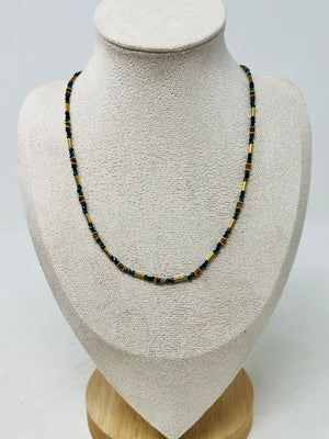 Semi-precious Stone with Miyuki beads with Pearl(African Turquoise)