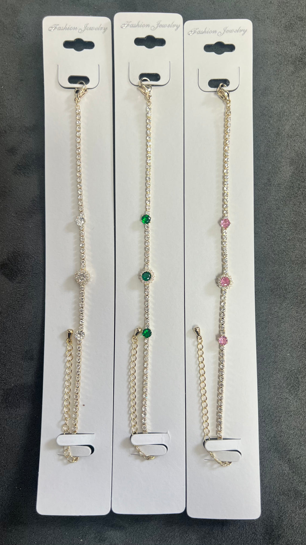 Elegant C.Z Crystal with Accent Stones--Adjustable Crystal Chain