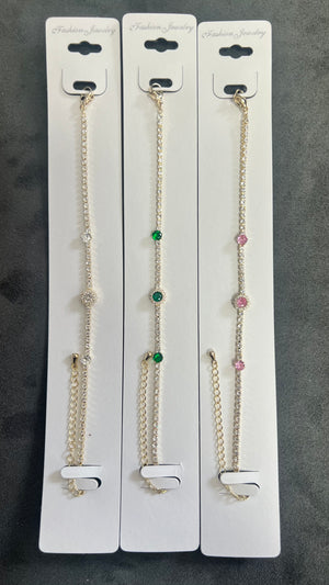 Elegant C.Z Crystal with Accent Stones--Adjustable Crystal Chain