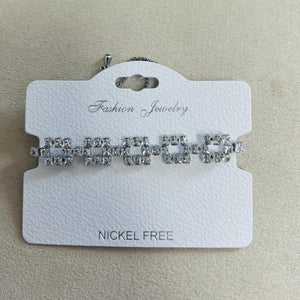 C.Z Rhodium Plated Crystal adjustable Bracelet