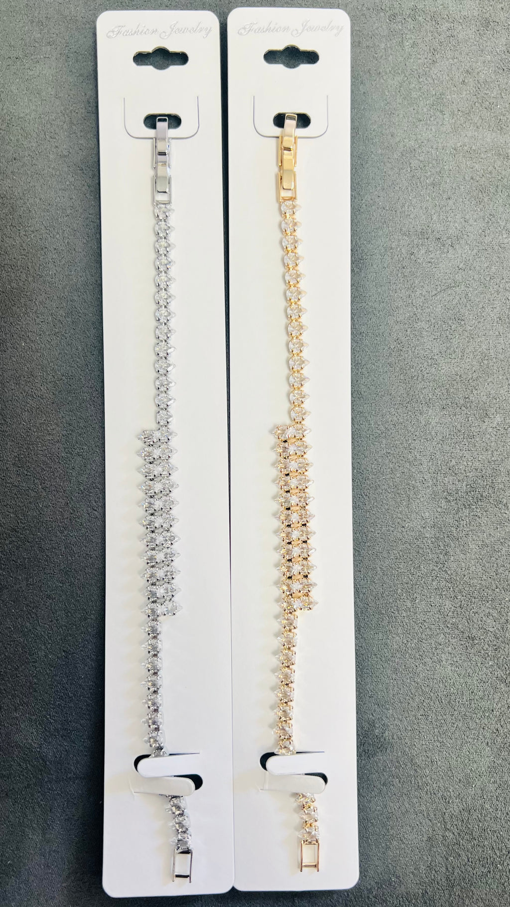 Sparkling Double Row C.Z Crystal Tennis Bracelets-Adjustable Chain