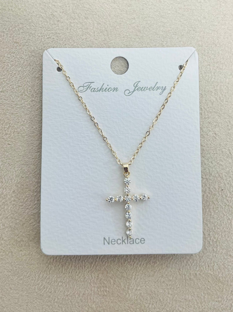 "cross" pendant C.Z Rhodium Plated Pendant Necklace