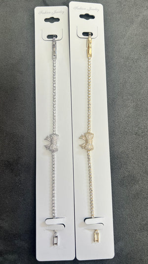 Bow Knot C.Z Crystal Tennis Bracelets-Adjustable Chain