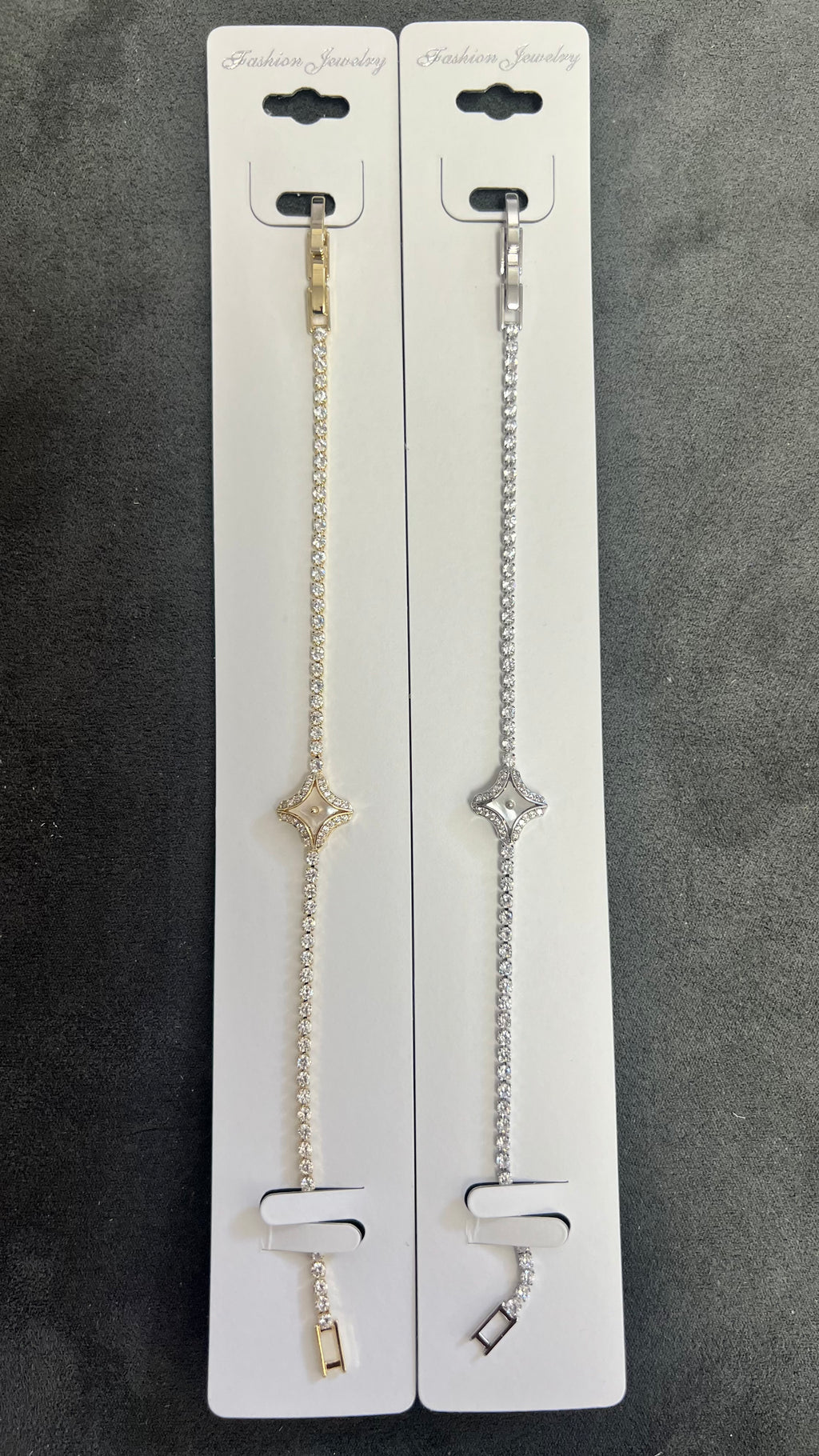 Star Charm C.Z Crystal Tennis Bracelets-Adjustable Chain