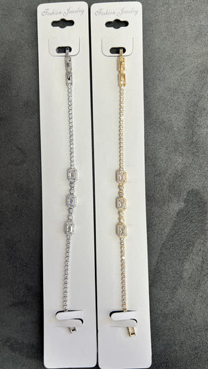 C.Z Crystal Tennis Bracelets-Adjustable Chain
