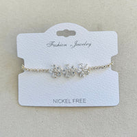 C.Z Rhodium Plated Crystal adjustable Bracelet