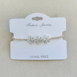 C.Z Rhodium Plated Crystal adjustable Bracelet