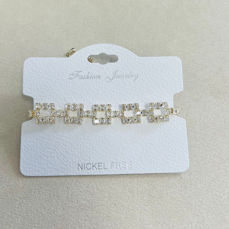 C.Z Rhodium Plated Crystal adjustable Bracelet