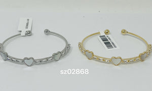 “heart” C.Z Rhodium Plated Cuff bracelet