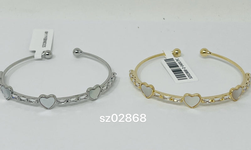 “heart” C.Z Rhodium Plated Cuff bracelet