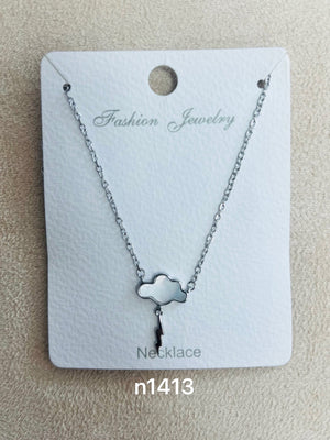 Cloud C.Z Rhodium Plated Pendant Necklace