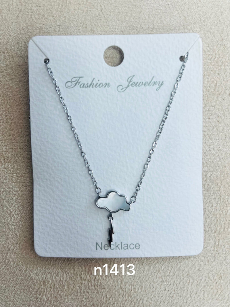Cloud C.Z Rhodium Plated Pendant Necklace